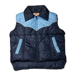 Vintage Comfy Men's Large Western Puffer Vest Goose Down 70's-80's USA Ski Hippy